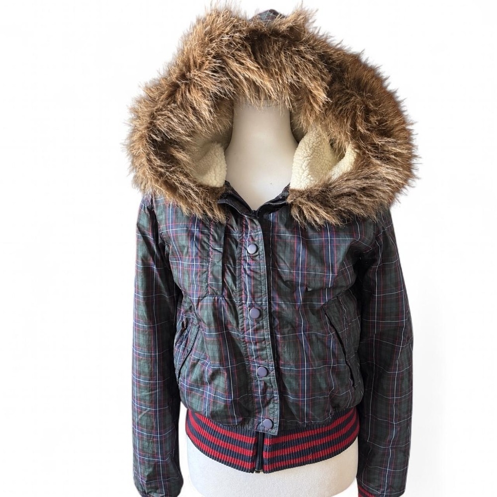 Stüssy plaid sherpa-lined hooded jacket